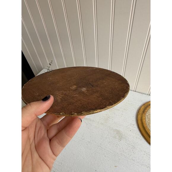 Vintage Italian Florentine Oval Wood Plaque Gold Gilt Rococo Garden Flying Kite - Picture 5 of 8